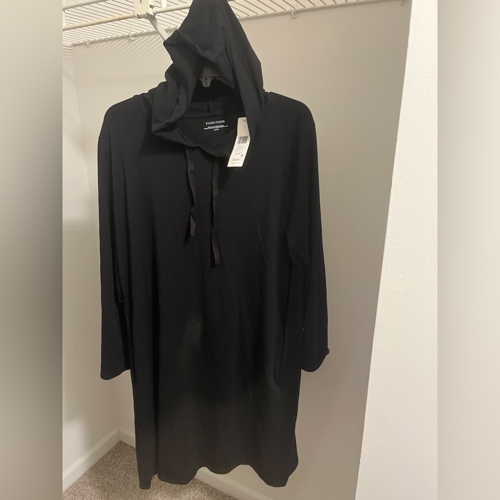 Eileen Fisher Black organic jersey hoodie dress
